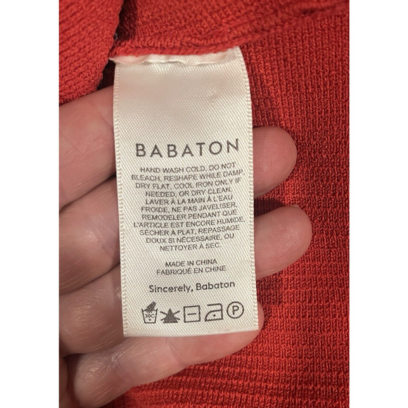Babaton Womens Orange Fitted Ribbed Sweater XL Capsule Classic Quiet Luxury - Picture 9 of 10